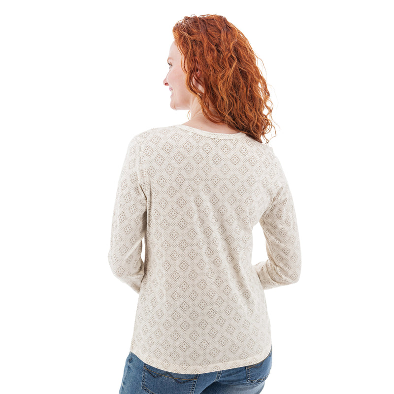 Women's Tatum Organic Geo Print Long Sleeve Top | Whisper White