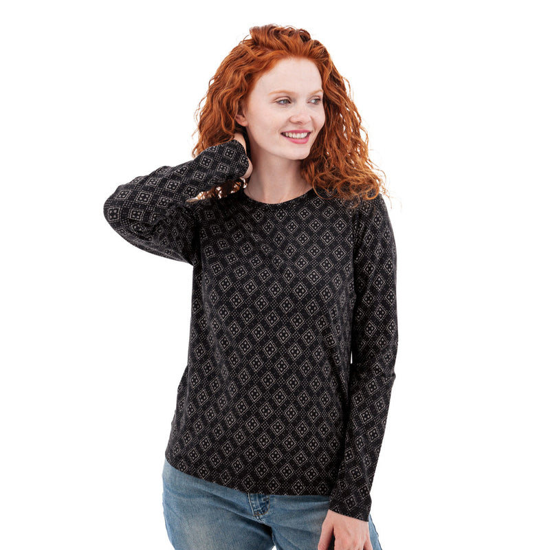 Women's Tatum Organic Geo Print Long Sleeve Top | Black