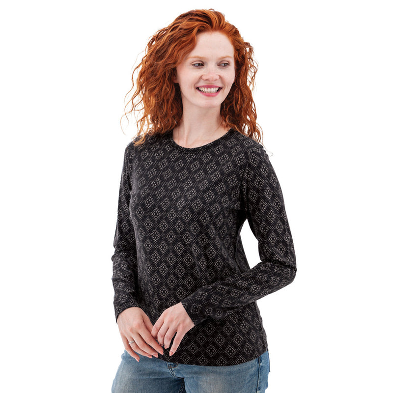 Women's Tatum Organic Geo Print Long Sleeve Top | Black