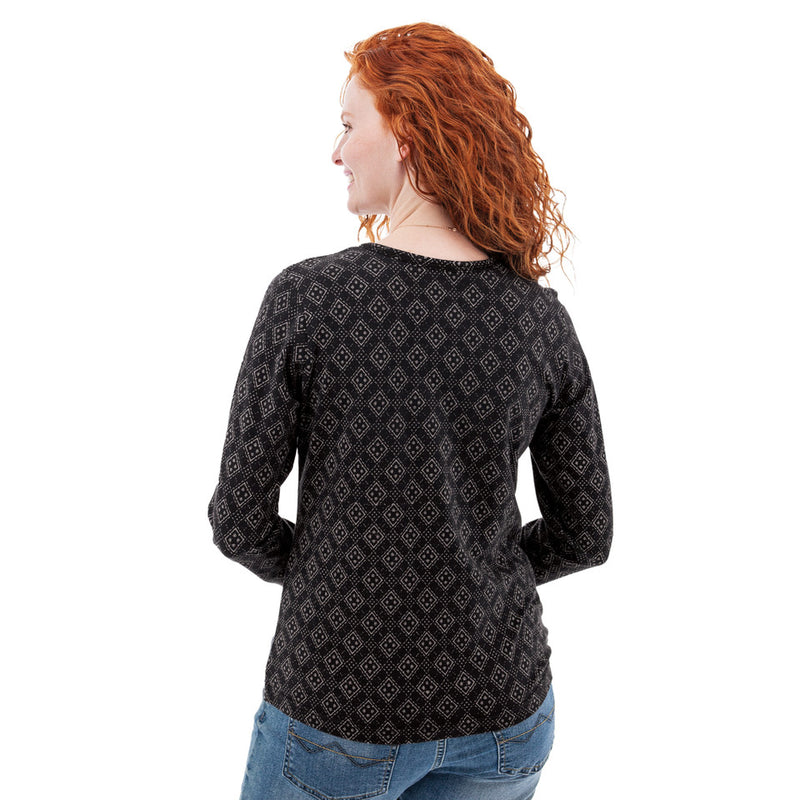 Women's Tatum Organic Geo Print Long Sleeve Top | Black