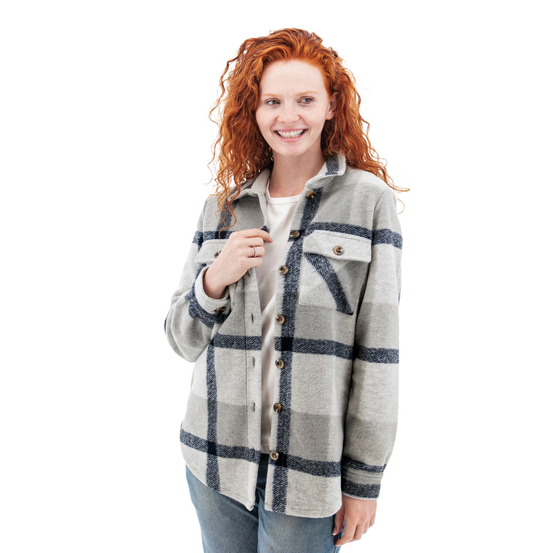 Women's Stevi Plaid Shirt Jacket | Grey