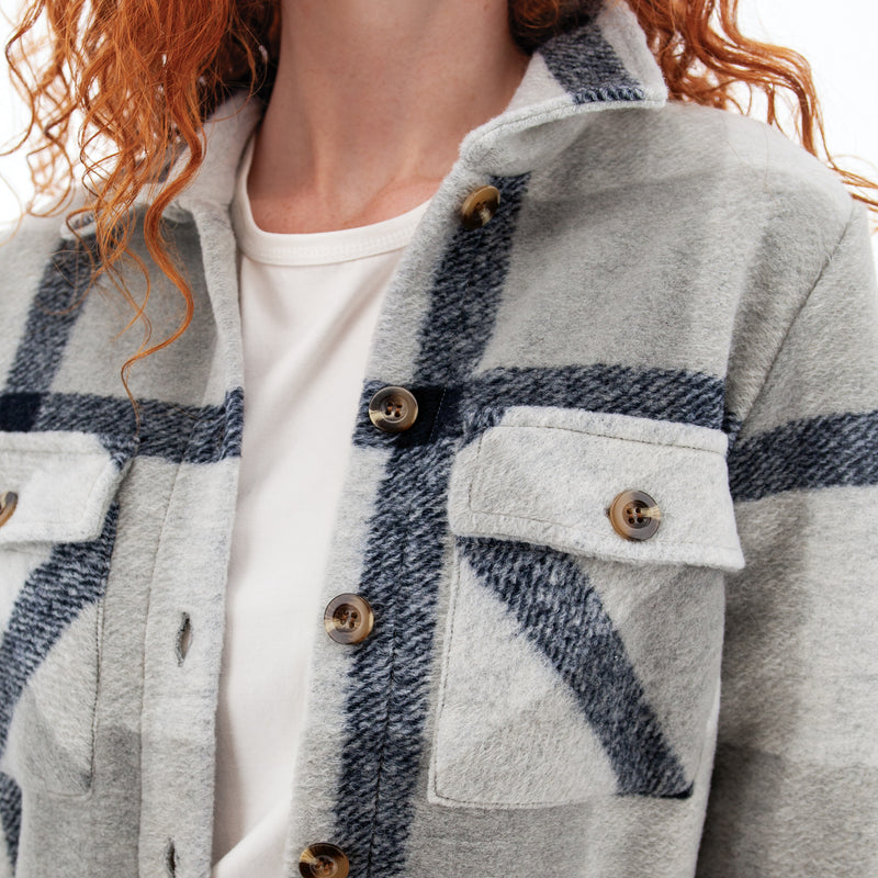 Women's Stevi Plaid Shirt Jacket | Grey