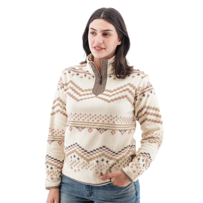 Women's Lucy Print Fleece Pullover | Whisper White