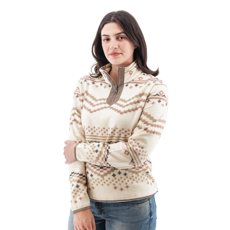 Women's Lucy Print Fleece Pullover | Whisper White