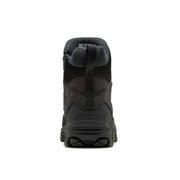 Black winter boot on a white background