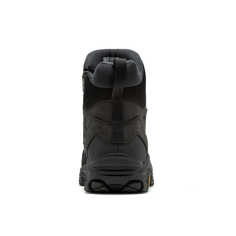 Black winter boot on a white background