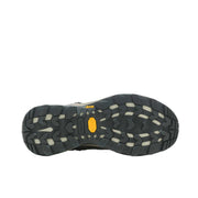 Close-up of a hiking shoe sole with brand logo on a white background