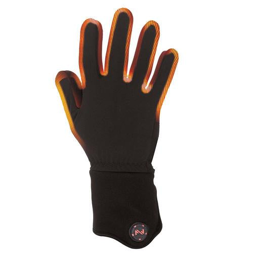 Black and orange glove against a white background.