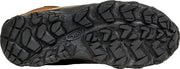 Bottom view showing the treat of a boot with an Oboz logo against a white background. 