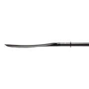 Side view of a black paddle on a white background.