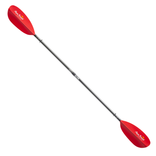 Red kayak paddle with an Aqua bound logo on a white background.