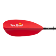 Red paddle with an Aqua Bound logo on a white background.