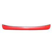 Side view of a red canoe on a white background.