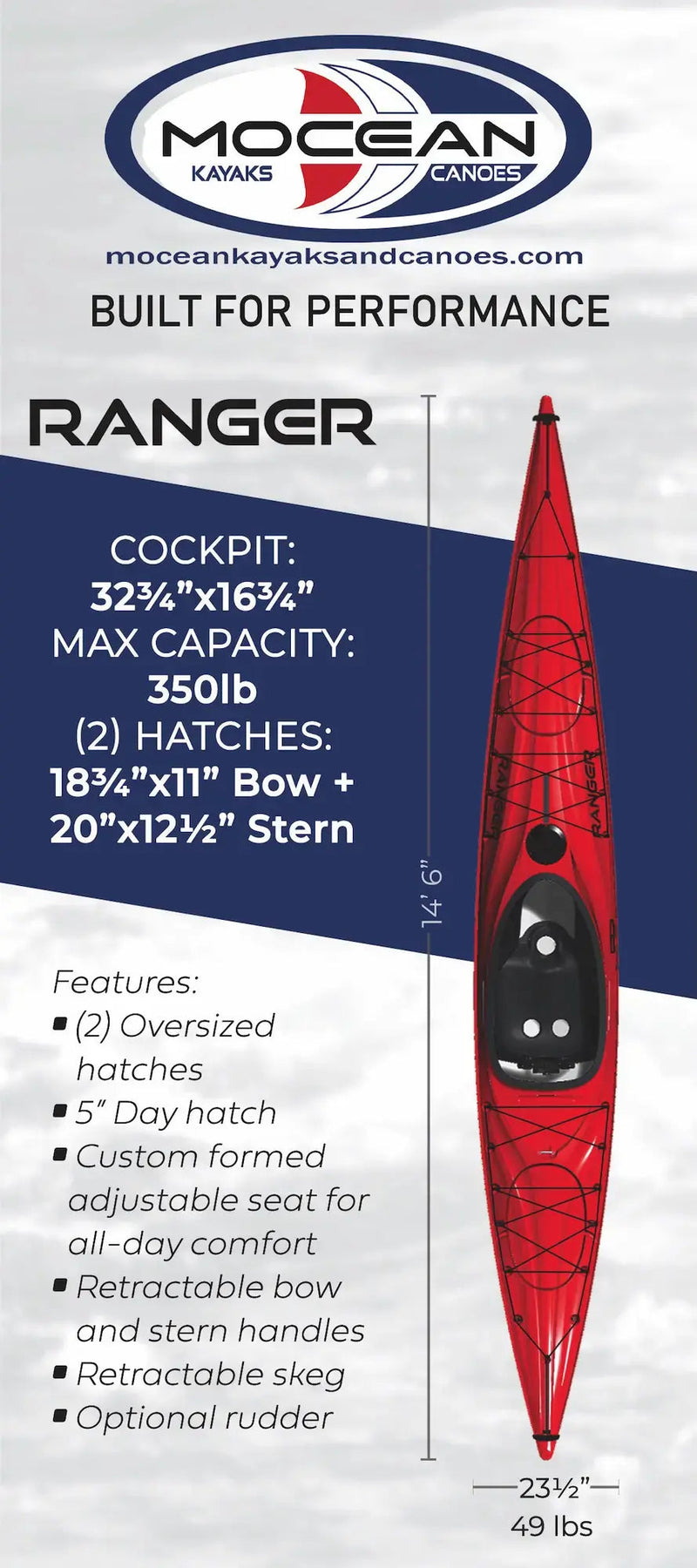 Mocean Ranger Kayak | Red/White