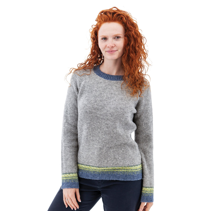 Women's Teigen Contrast Fair Isle Sweater | Heather Grey