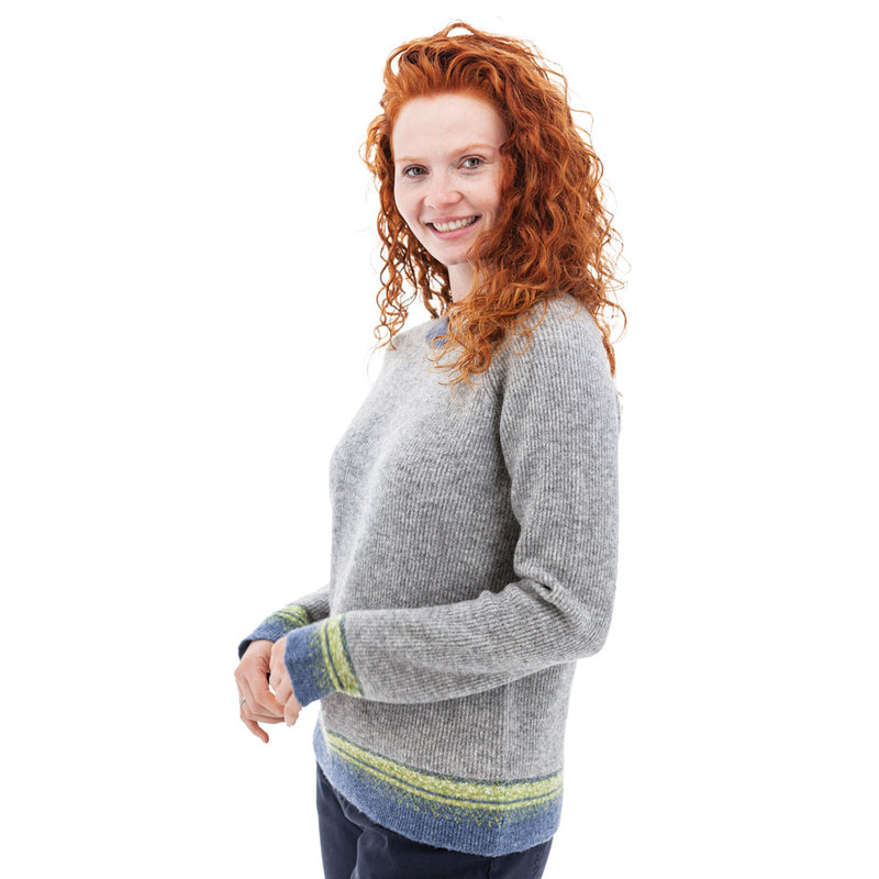 Women's Teigen Contrast Fair Isle Sweater | Heather Grey
