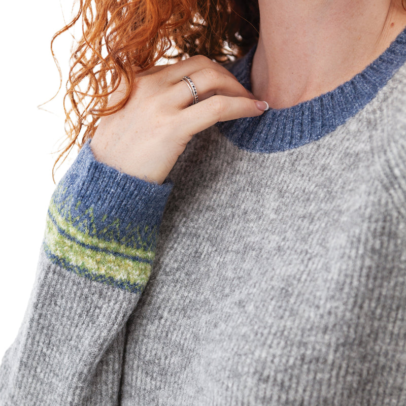 Women's Teigen Contrast Fair Isle Sweater | Heather Grey