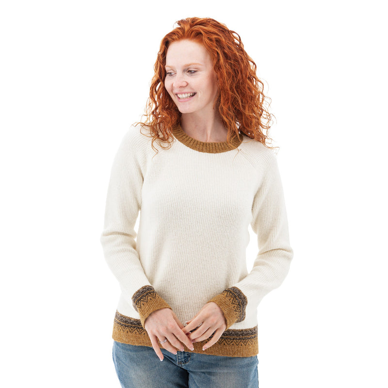 Women's Teigen Contrast Fair Isle Sweater | Whisper White