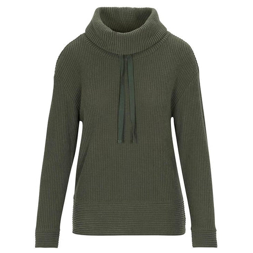 Green turtleneck sweater on a white background