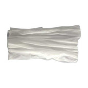 A stack of white, textured paper towels or wipes, photographed against a solid white background.