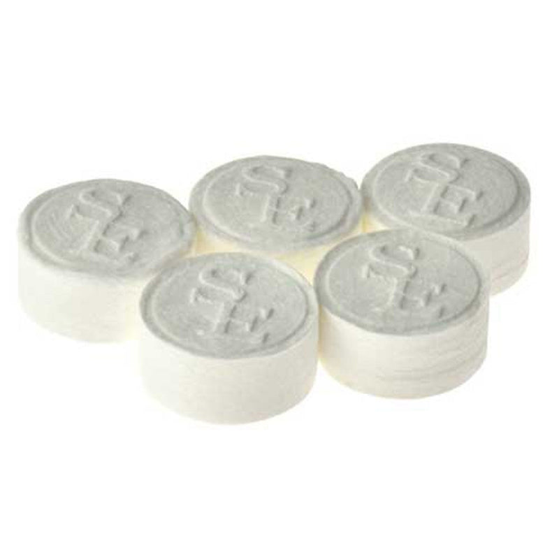 5 compressed towels shown on a white background. They are compressed into small disks