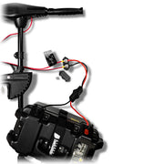 A black battery pack with all of the appropriate hardware with it on a white background.