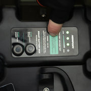 Battery box with a Newport logo on it and a sticker explaining it's use.