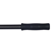 A black grip on a handle, used to extend the reach of a small watercraft motor tiller.