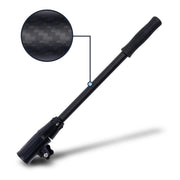 Black tiller handle extender with carbon fiber texture on a white background