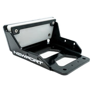 Black transom motor mount with a Newport logo on the side on a white background.