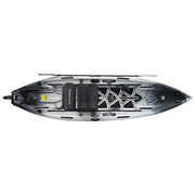Black and white kayak on a white background.
