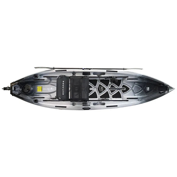 Black and white kayak on a white background.