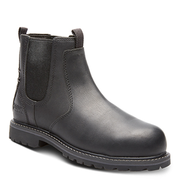 Black leather Chelsea boot on a white background