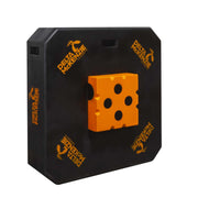 A black foam target with orange Delta McKenzie branding and a central orange block-shaped target insert, shown on a plain white background.