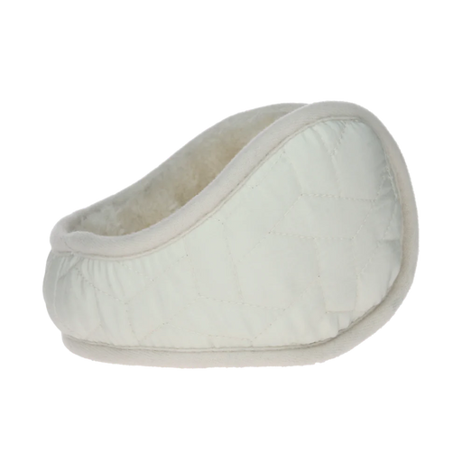 Stone grey colored earmuffs against a white background. 