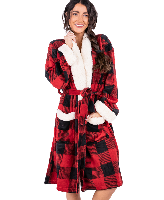 Lazy One Women's Moose Plaid Robe