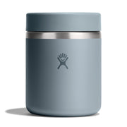 Blue thermos with a silver lid on a white background