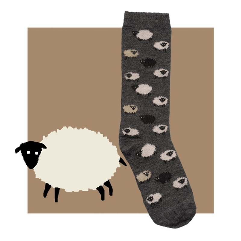 Red Maple Alpaca Bamboo Sheep Sock | Charcoal