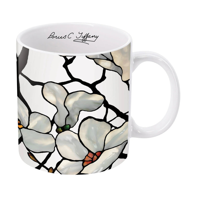 Coffee mug featuring a print of Louis Comfort Tiffany's Magnolia stained glass