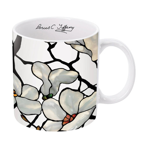 Coffee mug featuring a print of Louis Comfort Tiffany's Magnolia stained glass