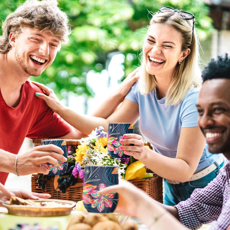 Stemless Wine Tumbler | EttaVee Bold Flowers
