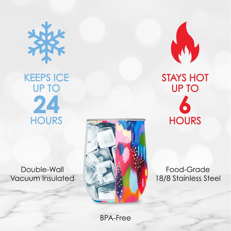 Stemless Wine Tumbler | EttaVee Brush Strokes 100