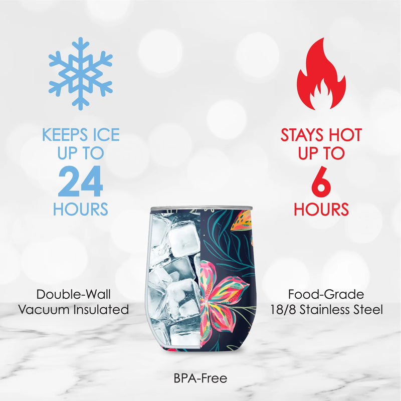 Stemless Wine Tumbler | EttaVee Bold Flowers