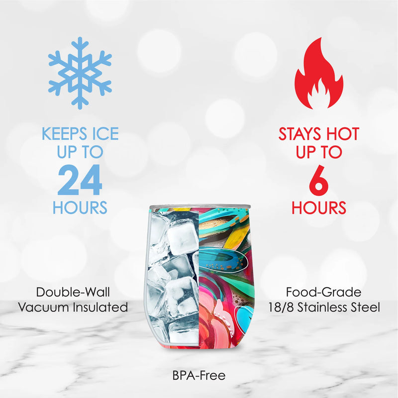 Stemless Wine Tumbler | EttaVee Flowers On Glass