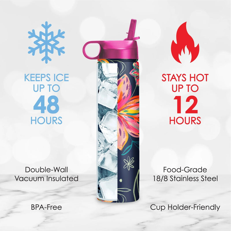 Water Bottle 24oz | EttaVee Bold Flowers