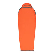 Orange sleeping bag with gray accents on a white background
