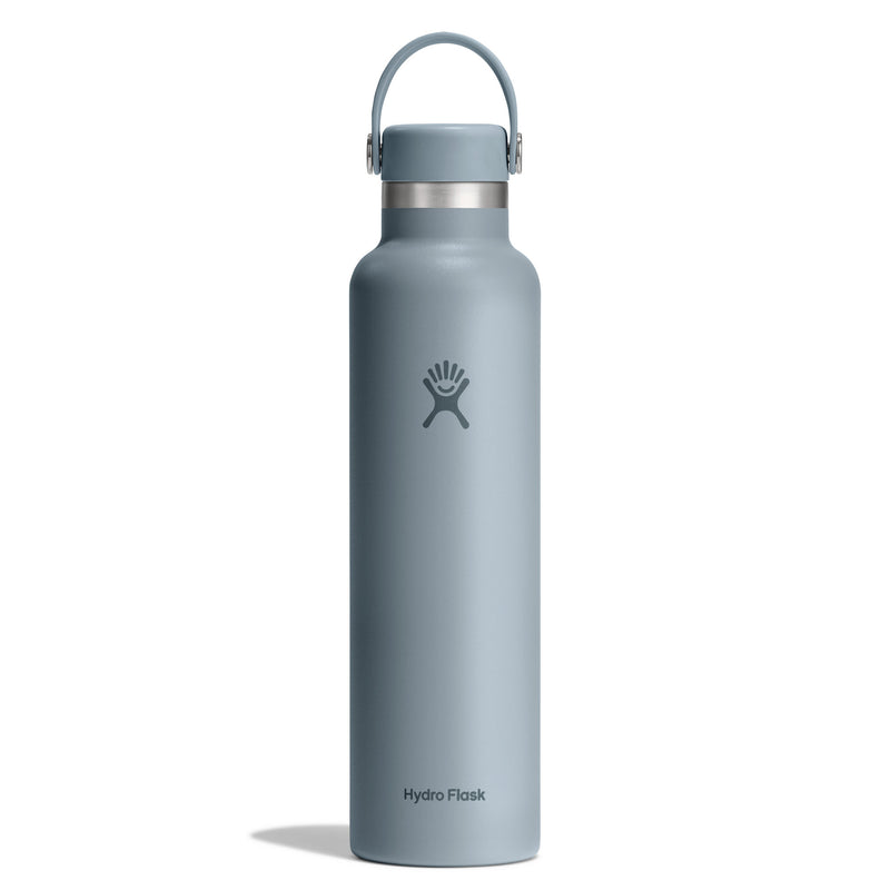 Gray Hydro Flask water bottle on a white background