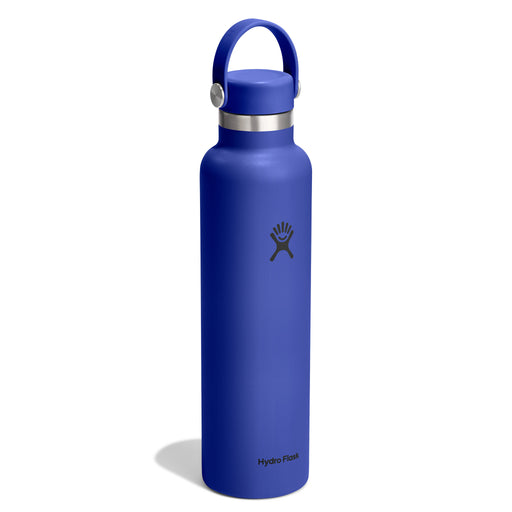 Blue Hydro Flask water bottle on a white background