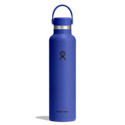 Blue Hydro Flask water bottle on a white background
