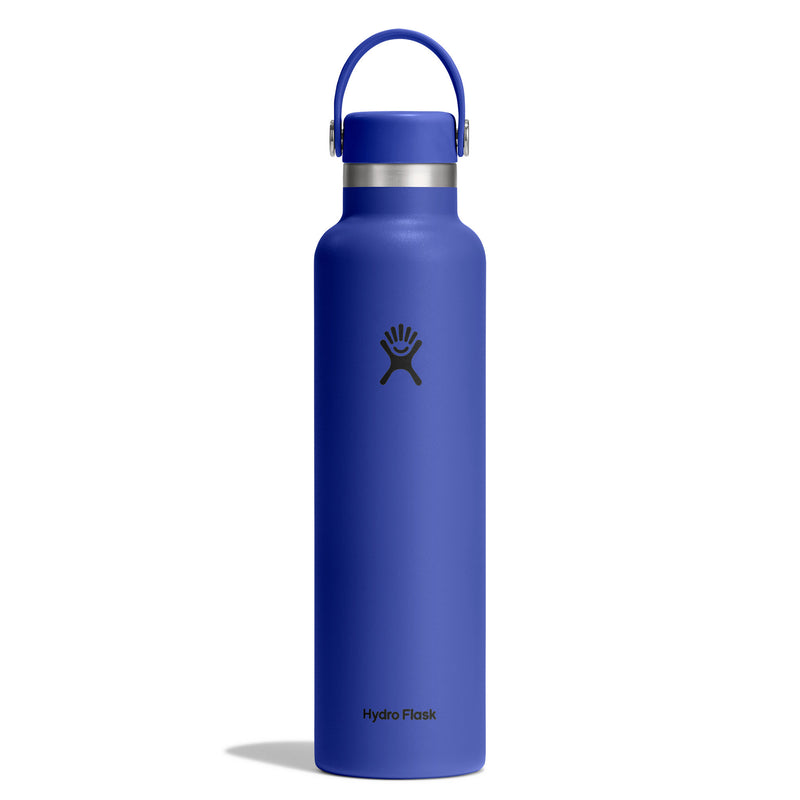 Blue Hydro Flask water bottle on a white background